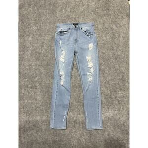 Empyre Verge Men's Distressed Skinny‎ Jeans Size 32 Blue Light Wash Denim